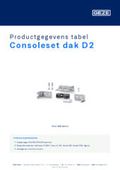 Consoleset dak D2 Productgegevens tabel NL