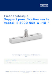 Support pour fixation sur le vantail E 3000 NSK W-HU  * Fiche technique FR