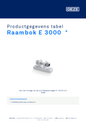 Raambok E 3000  * Productgegevens tabel NL