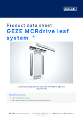 GEZE MCRdrive leaf system  * Product data sheet EN