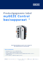 myGEZE Control basisapparaat  * Productgegevens tabel NL