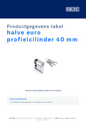 halve euro profielcilinder 40 mm Productgegevens tabel NL