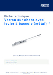 Verrou sur chant avec levier à bascule (métal)  * Fiche technique FR