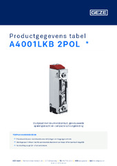 A4001LKB 2POL  * Productgegevens tabel NL