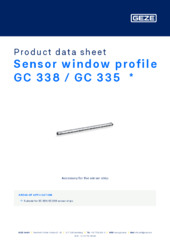 Sensor window profile GC 338 / GC 335 Product data sheet EN
