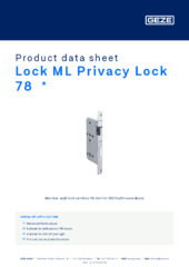 Lock ML Privacy Lock 78  * Product data sheet EN