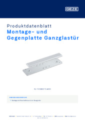 Montage- und Gegenplatte Ganzglastür Produktdatenblatt DE