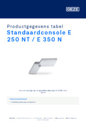 Standaardconsole E 250 NT / E 350 N Productgegevens tabel NL