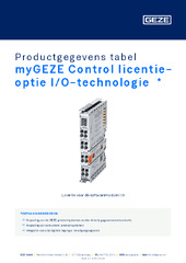 myGEZE Control licentie-optie I/O-technologie  * Productgegevens tabel NL