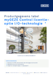 myGEZE Control licentie-optie I/O-technologie  * Productgegevens tabel NL