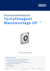 Türhaftmagnet Wandmontage UP  * Produktdatenblatt DE