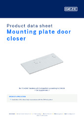 Mounting plate door closer Product data sheet EN