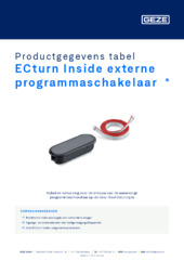 ECturn Inside externe programmaschakelaar  * Productgegevens tabel NL