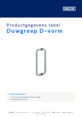 Duwgreep D-vorm Productgegevens tabel NL