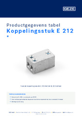 Koppelingsstuk E 212  * Productgegevens tabel NL