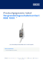 Vergrendelingsschakelcontact RSK 1000  * Productgegevens tabel NL
