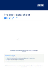 RSZ 7  * Product data sheet EN