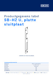 SB-HZ U, platte sluitplaat Productgegevens tabel NL