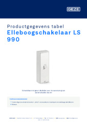 Elleboogschakelaar LS 990 Productgegevens tabel NL