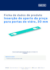 Inserção de aperto da pinça para portas de vidro, 30 mm Ficha de dados de produto PT