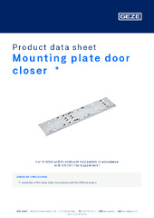 Mounting plate door closer  * Product data sheet EN