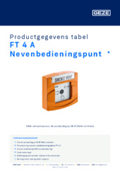 FT 4 A Nevenbedieningspunt  * Productgegevens tabel NL