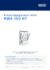 RWA 100 NT Productgegevens tabel NL