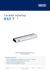 RSZ 7  * Termék adatlap HU