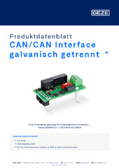 CAN/CAN Interface galvanisch getrennt  * Produktdatenblatt DE