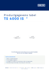TS 4000 IS  * Productgegevens tabel NL