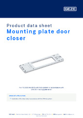 Mounting plate door closer Product data sheet EN