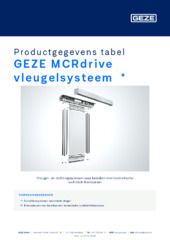 GEZE MCRdrive vleugelsysteem  * Productgegevens tabel NL