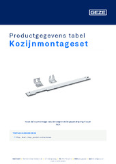Kozijnmontageset Productgegevens tabel NL