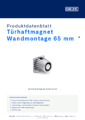 Türhaftmagnet Wandmontage 65 mm  * Produktdatenblatt DE