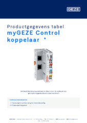 myGEZE Control koppelaar  * Productgegevens tabel NL