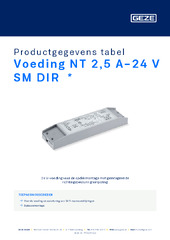 Voeding NT 2,5 A-24 V SM DIR  * Productgegevens tabel NL