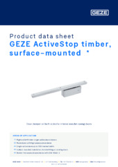 GEZE ActiveStop timber, surface-mounted  * Product data sheet EN