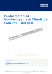 Monteringsplate Slimdrive EMD inkl. tilbehør Produktdatablad NB