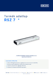 RSZ 7  * Termék adatlap HU