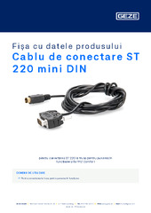 Cablu de conectare ST 220 mini DIN Fișa cu datele produsului RO