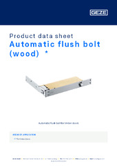 Automatic flush bolt (wood)  * Product data sheet EN