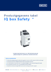 IQ box Safety  * Productgegevens tabel NL
