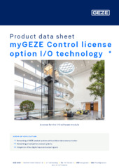 myGEZE Control license option I/O technology  * Product data sheet EN