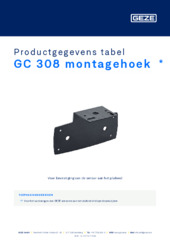 GC 308 montagehoek  * Productgegevens tabel NL