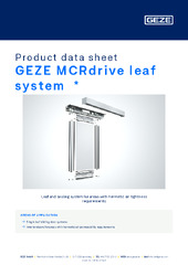 GEZE MCRdrive leaf system  * Product data sheet EN