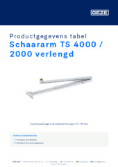Schaararm TS 4000 / 2000 verlengd Productgegevens tabel NL