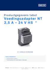 Voedingsadapter NT 2,5 A - 24 V HS  * Productgegevens tabel NL