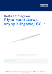 Płyta montażowa szyny ślizgowej BG  * Karta katalogowa PL