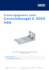Consolebeugel E 3000 HSK Productgegevens tabel NL