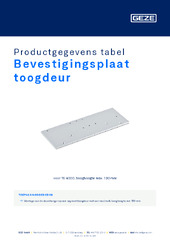 Bevestigingsplaat toogdeur Productgegevens tabel NL